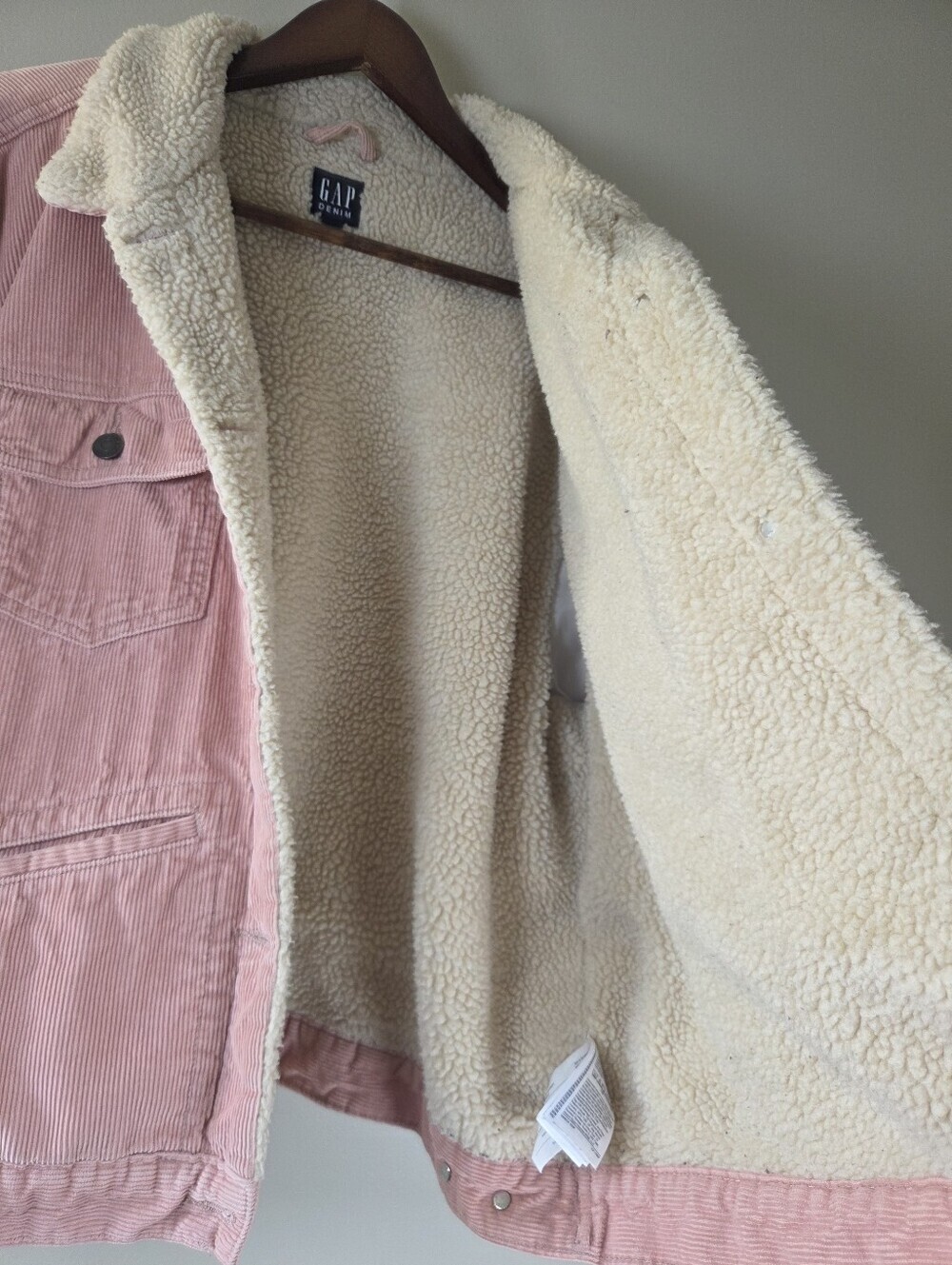 GAP Vintage Sherpa-Lined Corduroy Icon Jacket Pink Size XXL women's Fall Winter - Picture 4 of 11